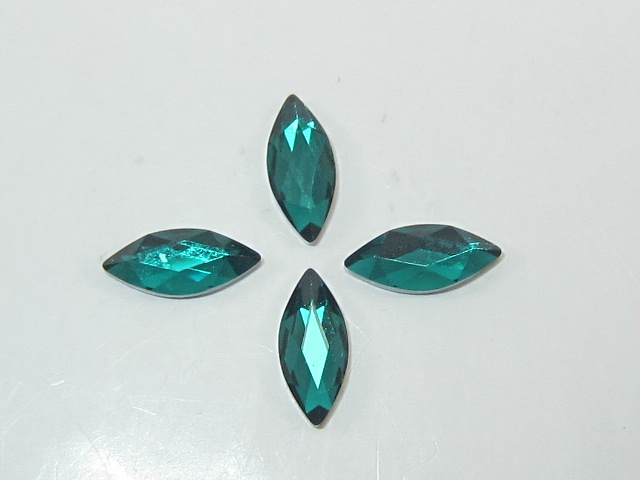 12 pcs. MARQUISE 8x3.5mm  EMERALD FLATBACK European Rhinestones